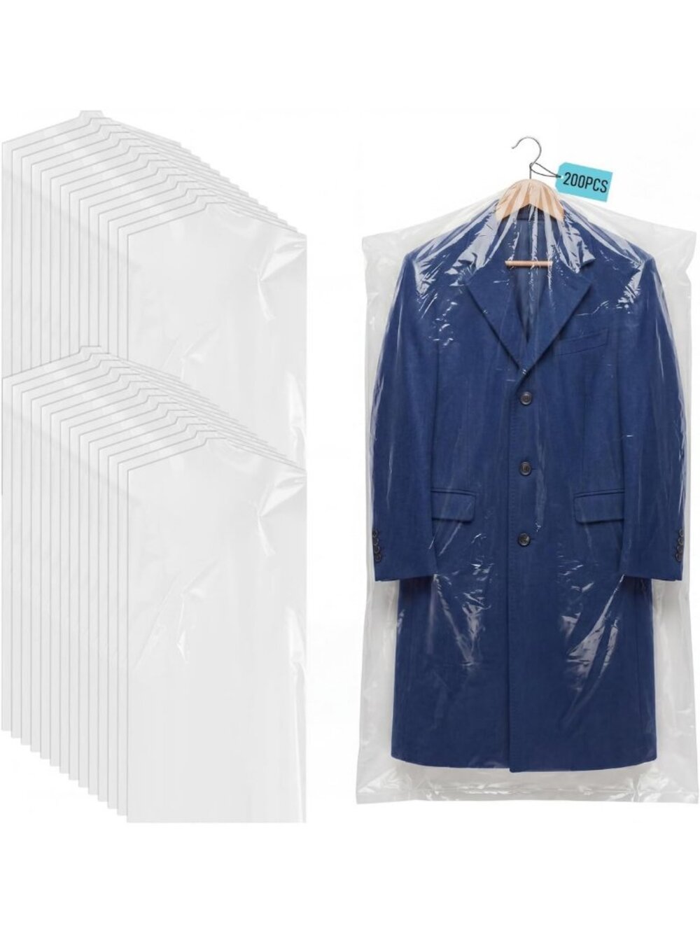 200 Pack Clear Dry Cleaning Garment Bags - 23.6"x47.2" Dust Protection for